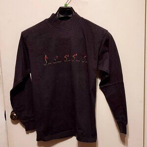 Banana Repulbic Womans Black Sun Wear Sweat Polo Skiing Logo's Sz XS Long Sleeve